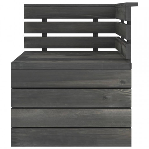 Canapé palette d'angle de jardin bois de pin massif gris foncé