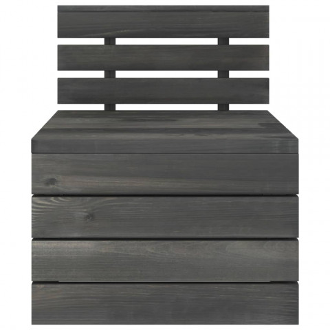 Salon de jardin palette 2 pcs bois de pin massif gris foncé