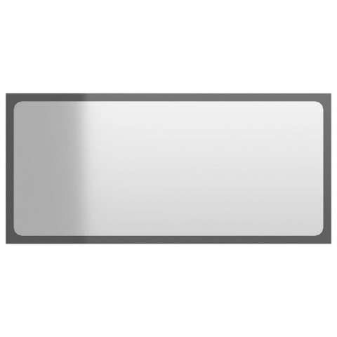 Miroir de salle de bain gris brillant 80x1,5x37 cm aggloméré