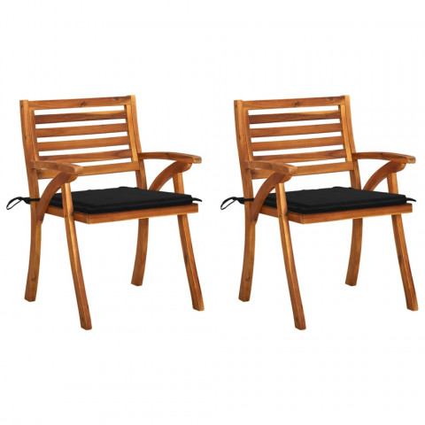 Chaises à dîner de jardin avec coussins 2 pcs acacia massif - Couleur au choix