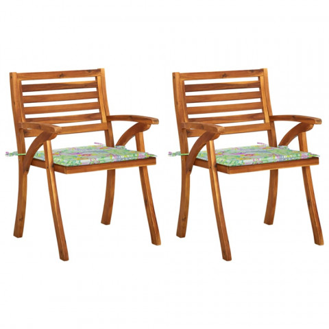 Chaises à dîner de jardin avec coussins 2 pcs acacia massif - Couleur au choix