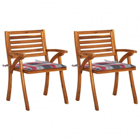 Chaises à dîner de jardin avec coussins 2 pcs acacia massif - Couleur au choix