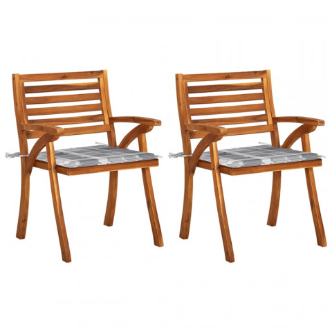 Chaises à dîner de jardin avec coussins 2 pcs acacia massif - Couleur au choix