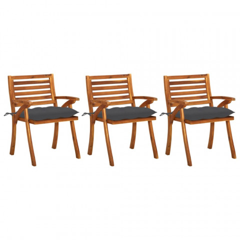 Chaises à dîner de jardin 3 pcs acacia massif - Couleur des coussins au choix