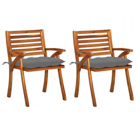 Chaises à dîner de jardin 2 pcs acacia massif - Couleur des coussins au choix