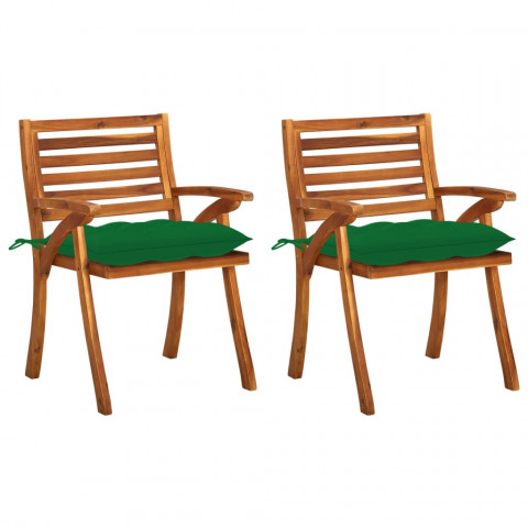 Chaises à dîner de jardin 2 pcs acacia massif - Couleur des coussins au choix