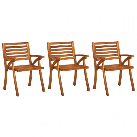 Chaises à dîner de jardin 3 pcs acacia massif - Couleur des coussins au choix