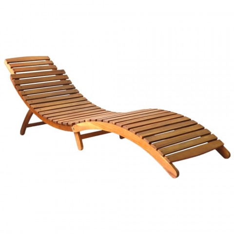 Chaise longue de jardin avec coussin bois d'acacia solide