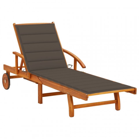 Chaise longue de jardin avec coussin bois d'acacia solide - Couleur au choix