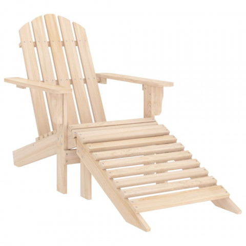 Chaise de jardin adirondack avec pouf bois de sapin - Couleur au choix