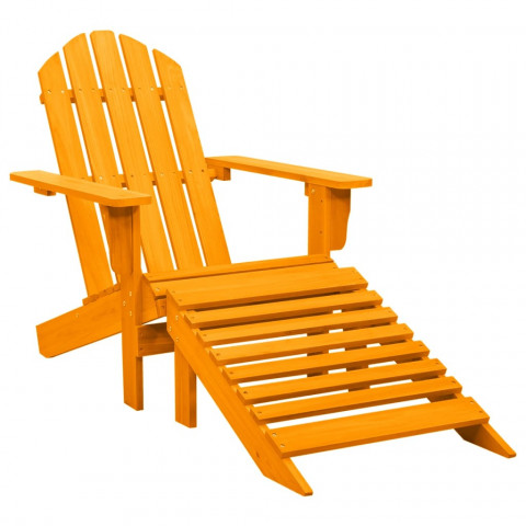 Chaise de jardin adirondack avec pouf bois de sapin - Couleur au choix