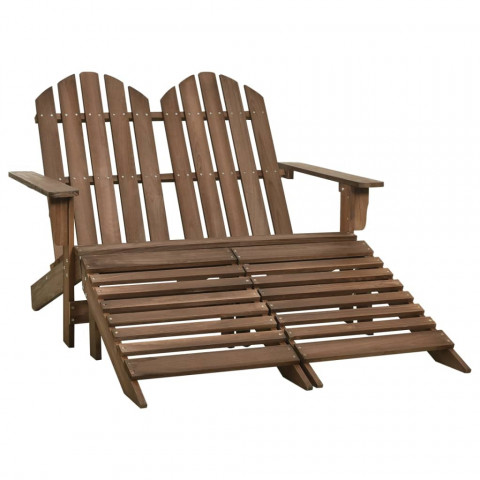 Chaise de jardin adirondack 2 places et pouf sapin massif - Couleur au choix