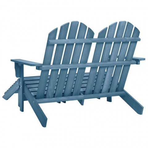 Chaise de jardin adirondack 2 places et pouf sapin massif - Couleur au choix