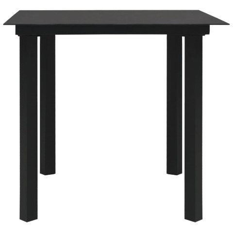 Mobilier à dîner d'extérieur 5 pcs noir verre et acier