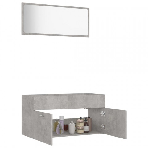 Ensemble de meubles de salle de bain 2 pcs gris béton aggloméré