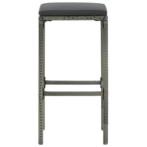 Ensemble de bar de jardin avec coussins 3 pcs gris