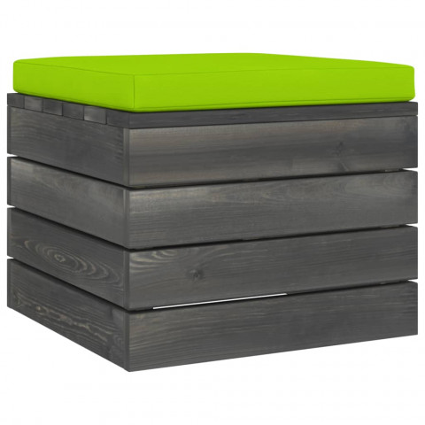 Repose-pied palette de jardin avec coussin bois de pin - Couleur du coussin au choix