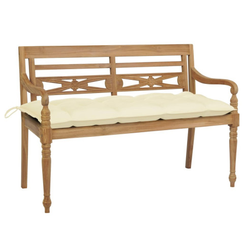 Banc de jardin meuble de patio d'extérieur terrasse avec coussin 120 x 51,5 x 84 cm bois de teck massif - Couleur au choix