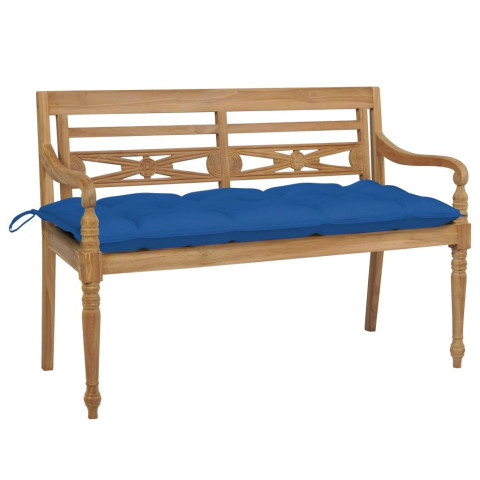 Banc de jardin meuble de patio d'extérieur terrasse avec coussin 120 x 51,5 x 84 cm bois de teck massif - Couleur au choix