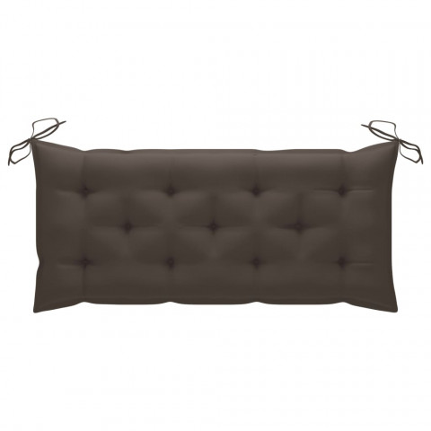 vidaxl banc de jardin avec coussin taupe 240 cm bois de teck massif distriartisan