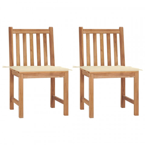 Chaises de jardin 2 pcs avec coussins bois de teck massif - Couleur au choix