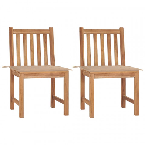 Chaises de jardin 2 pcs avec coussins bois de teck massif - Couleur au choix