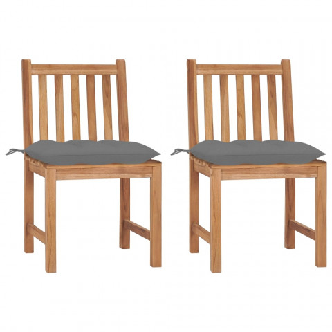Chaises de jardin 2 pcs avec coussins bois de teck massif - Couleur au choix