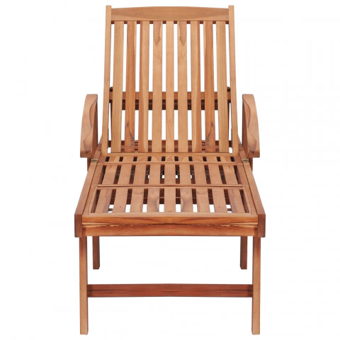 Chaise longue avec coussin bois de teck solide - Couleur au choix