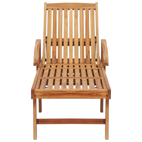 Transat chaise longue bain de soleil lit de jardin terrasse meuble d'extérieur avec table et coussin bois de teck solide helloshop26 02_0012648
