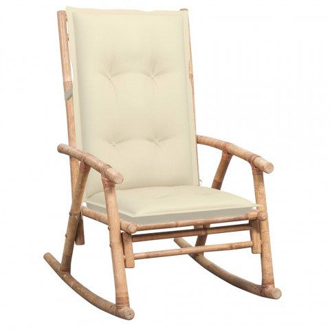 Chaise à bascule avec coussin bambou - Couleur des coussins au choix