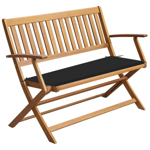 Banc de jardin avec coussin 120 cm bois d'acacia massif - Couleur du coussin au choix