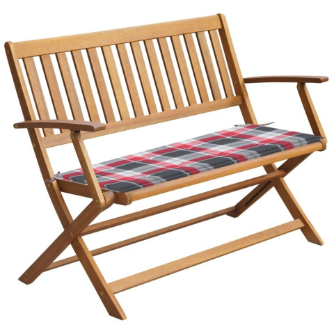 Banc de jardin avec coussin 120 cm bois d'acacia massif - Couleur du coussin au choix