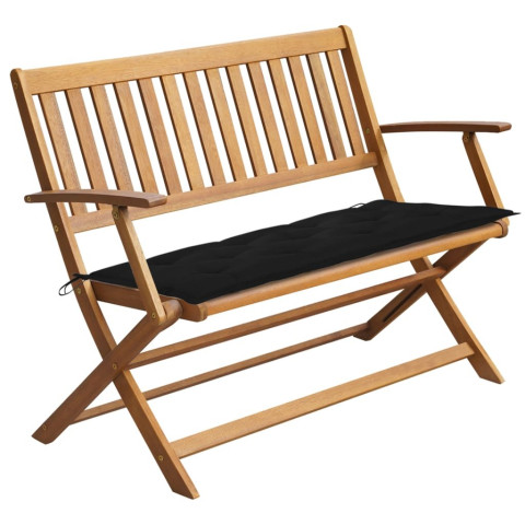 Banc de jardin d'extérieur terrasse avec coussin 120 x 60 x 89 cm bois d'acacia massif - Couleur au choix