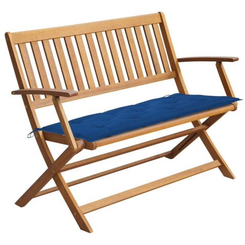 Banc de jardin d'extérieur terrasse avec coussin 120 cm bois d'acacia massif - Couleur au choix