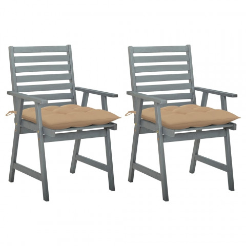 Chaises à dîner d'extérieur 2 pcs avec coussins acacia massif - Couleur au choix