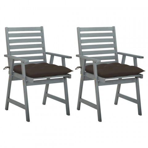 Chaises à dîner d'extérieur 2 pcs avec coussins acacia massif - Couleur au choix