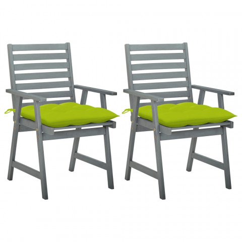 Chaises à dîner d'extérieur 2 pcs avec coussins acacia massif - Couleur au choix