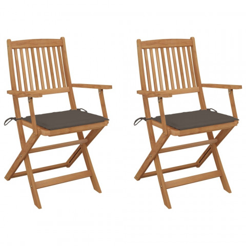 Chaises pliables de jardin avec coussins bois d'acacia - Couleur et nombre de places au choix