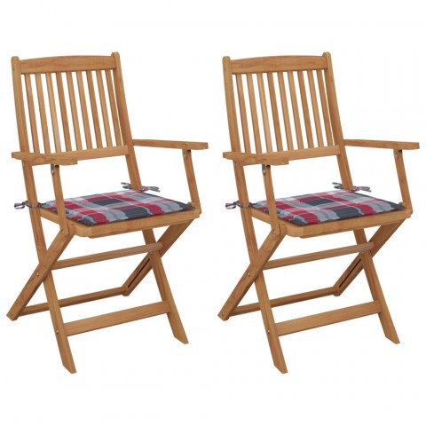 Chaises pliables de jardin avec coussins bois d'acacia - Couleur et nombre de places au choix