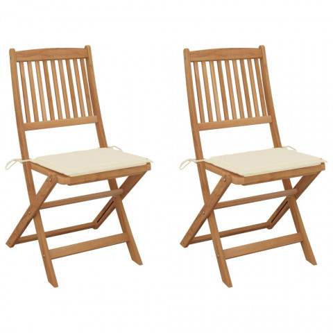 Chaises pliables de jardin avec coussins bois d'acacia - Couleur et nombre de places au choix