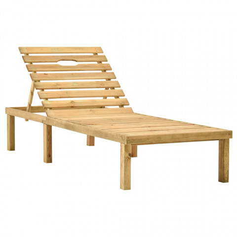 Chaise longue de jardin avec table et coussin pin imprégné