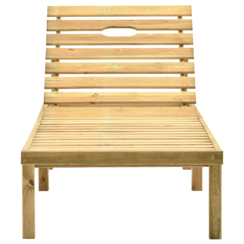 Transat chaise longue bain de soleil lit de jardin terrasse meuble d'extérieur avec table et coussin pin imprégné helloshop26 02_0012680
