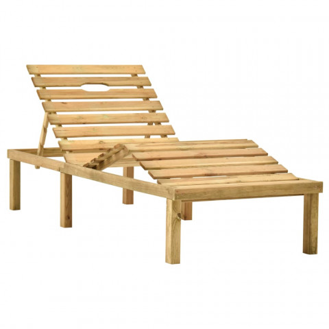 Chaise longue avec coussin gris bois de pin imprégné