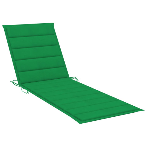 Transat chaise longue bain de soleil lit de jardin terrasse meuble d'extérieur avec coussin vert bois de pin imprégné helloshop26 02_0012539