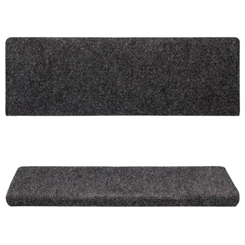 Tapis de marches d'escalier 10 pcs gris 65x21x4 cm aiguilleté