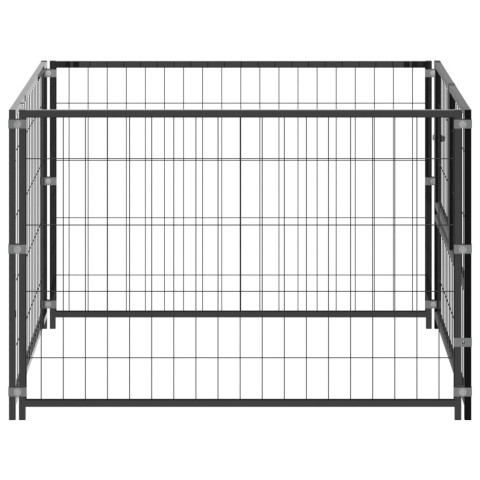 Chenil extérieur cage enclos parc animaux chien noir 100 x 100 x 70 cm acier