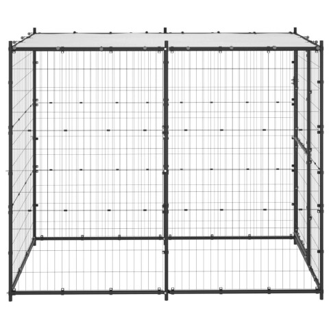 Chenil extérieur cage enclos parc animaux chien d'extérieur pour chiens acier avec toit 110 x 220 x 180 cm 