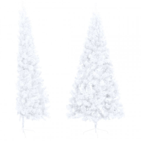 Sapin de noël artificiel moitié avec support blanc 180 cm pvc