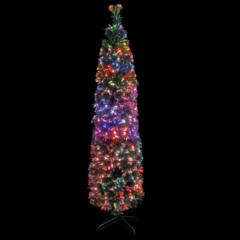 Arbre de noël artificiel mince et support 150 cm fibre optique