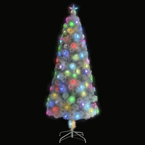 Sapin de noël artificiel avec led blanc 240 cm fibre optique